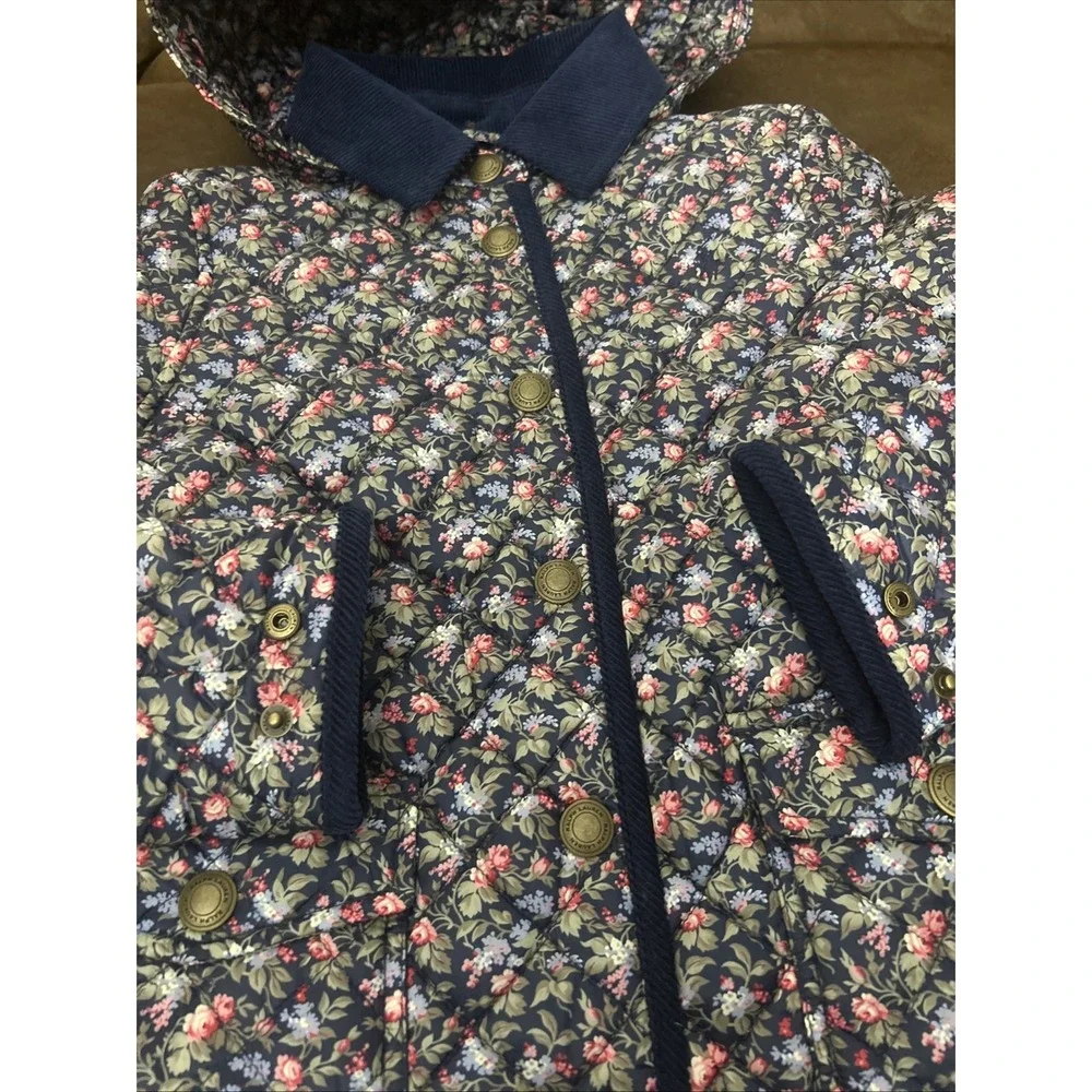 Polo Ralph Lauren 7 Coat Girls Floral Water-Resistant Barn Quilted Jacket Hooded